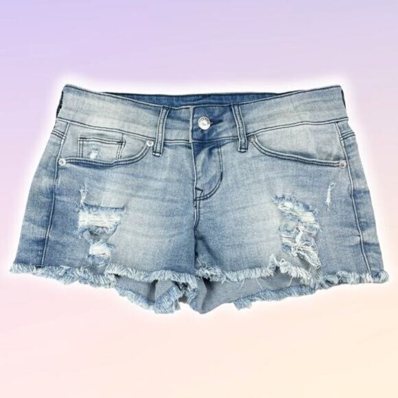 GUESS Distressed Frayed Denim Short Sz 26 Blue - Picture 1 of 5